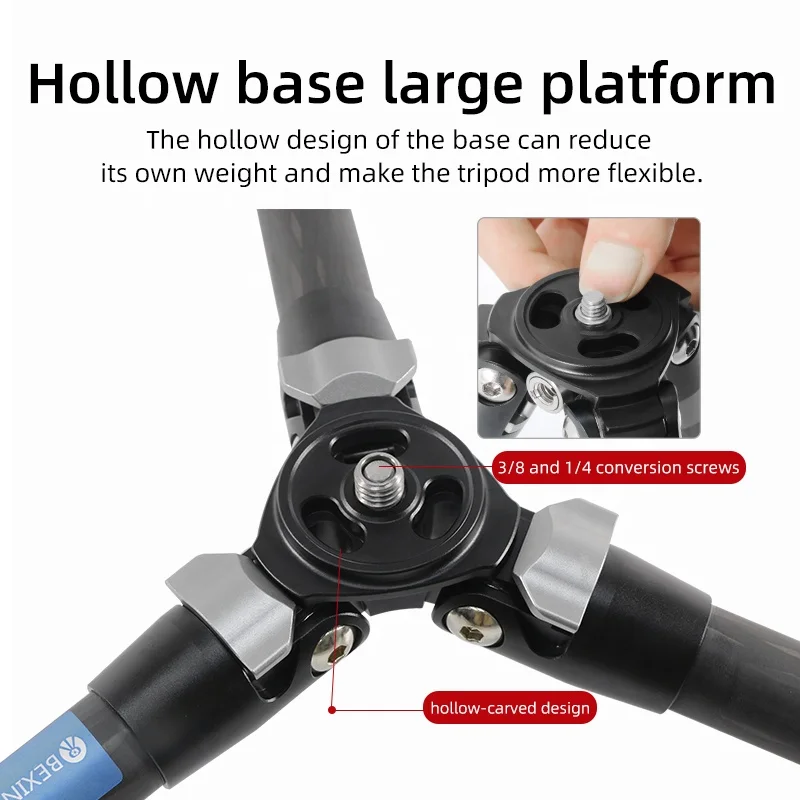 BEXIN Portable Adjustable Professional Desktop Mini Carbon Fiber Tripod Stand for Phone Digital SLR video Camera