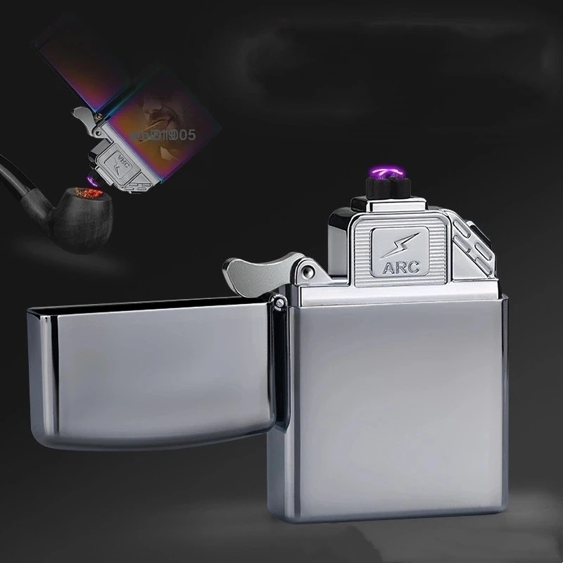Electric USB Lighter Outdoor Windproof Metal Pulse Plasma Double Arc Electric Flameless Lighter Gift Cigarette
