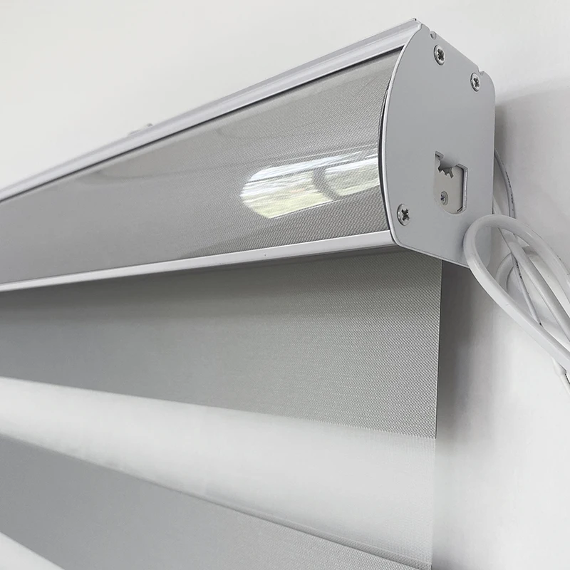 Двухслойные Роскошные умные жалюзи с двойным роликовым двигателем 100% светонепроницаемые для дневного и ночного окна электроприводом зебры