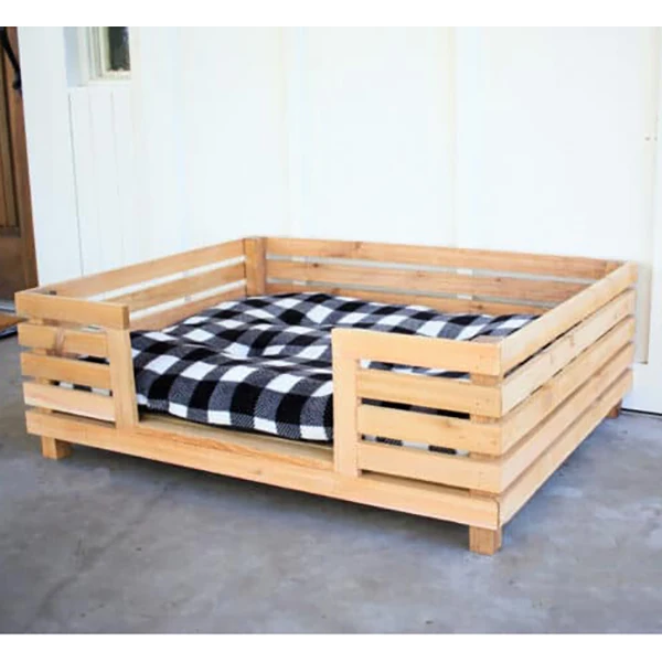 Factory custom luxury wood pet bed dog house wholesale wooden dog bed frame for large dog