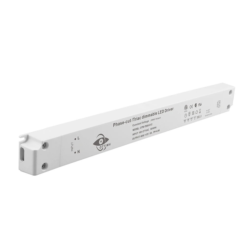 IP20 60W 12V 24V slim linear 0-10V 1-10V PWM dimmable constant voltage led driver