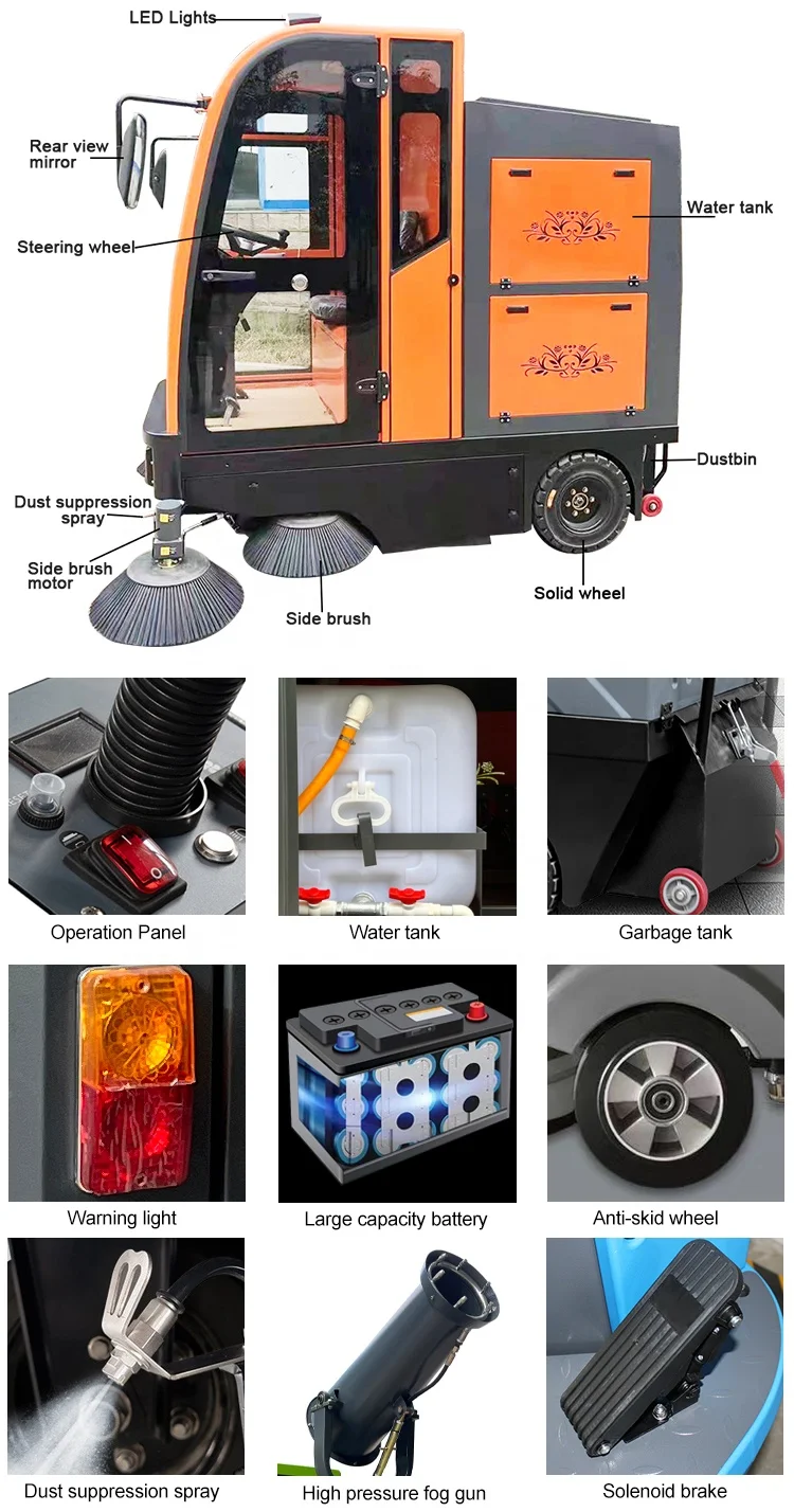 DM-2100 Floor Dust Cleaning Machine Automatic Industrial car park Floor vacuum pavement Sweeper For Hotel