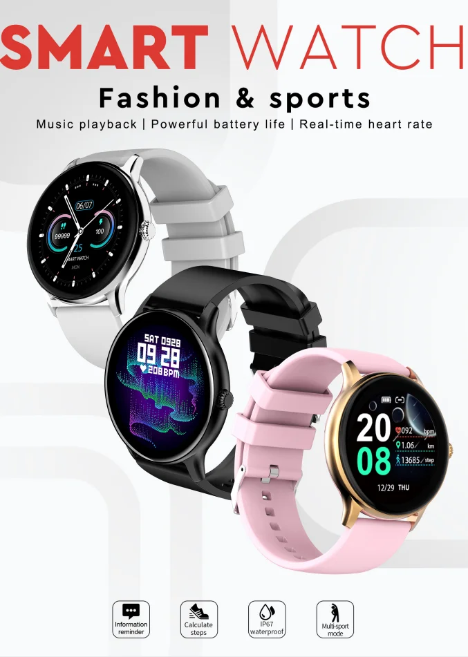 2022 New Reloj Watch RW06 Smart Watch For Men And Women Full Touch Fitness Tracker Blood Pressure Smart Clock Ladies Smart Watch