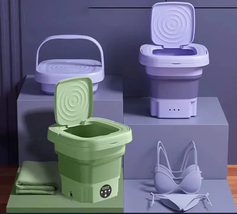 Household Portable Clothes Washing Machine Mini Laundry Washing Machine with Spin Dry Folding Washing Machine