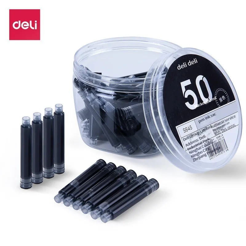 Deli S643 ink bladder pure blue erasable ink blue black universal 3.4mm caliber pen ink tube direct liquid primary school high