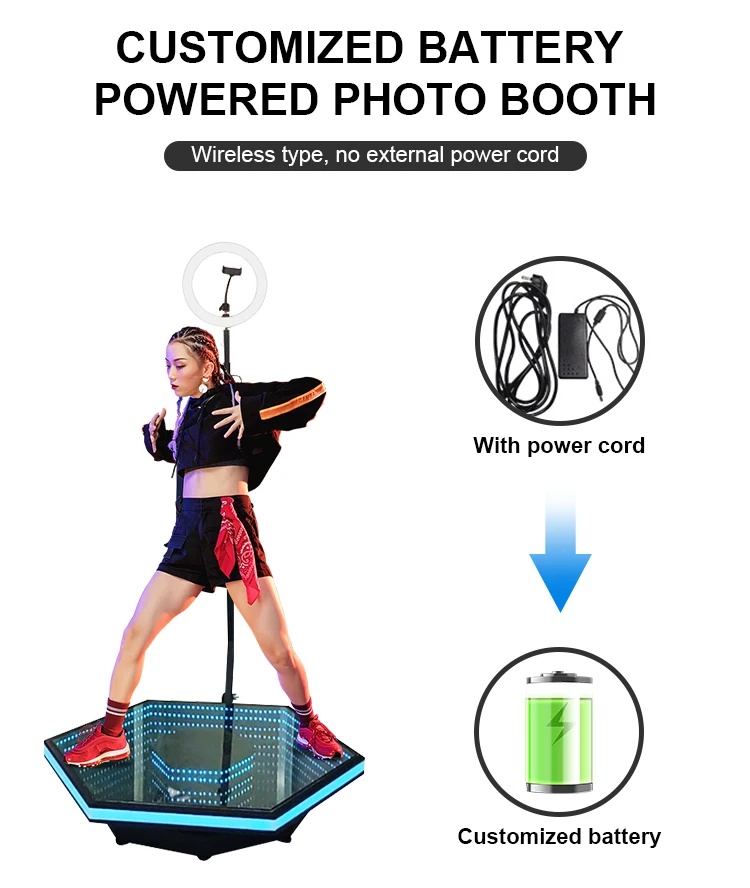 Flight case optional slow motion photobooth 100cm/40 inch 360 degree video booth for event / wedding