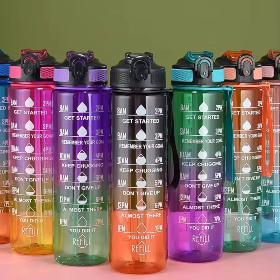 1L internet celebrity gradient large capacity portable high aesthetic value sports and fitness cup with scale