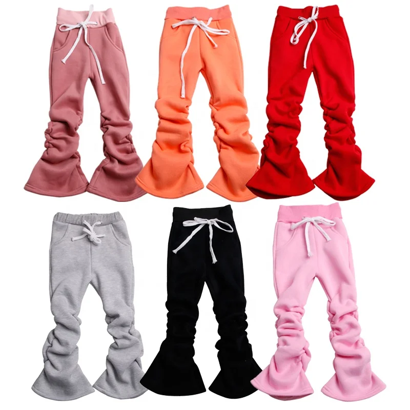 2020 New Fall Children Stacked Joggers Pants Sets Winter Cotton Boys Girls Clothing Tracksuit Women Sweatpants For Kids