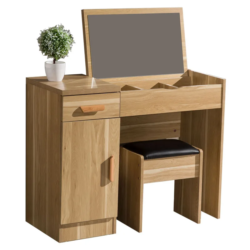 Home Furniture Brown Dresser Set Mirror Make Up Dresser Table