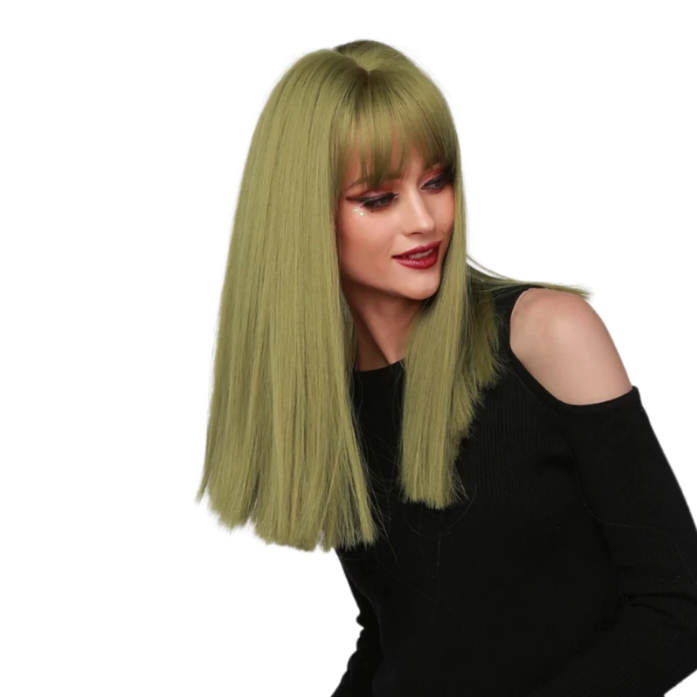 Meiwei Factory Direct Selling Hair Wig Review Short Straight Green Synthetic Bob Halloween Mask Costume Wig Grip Natural