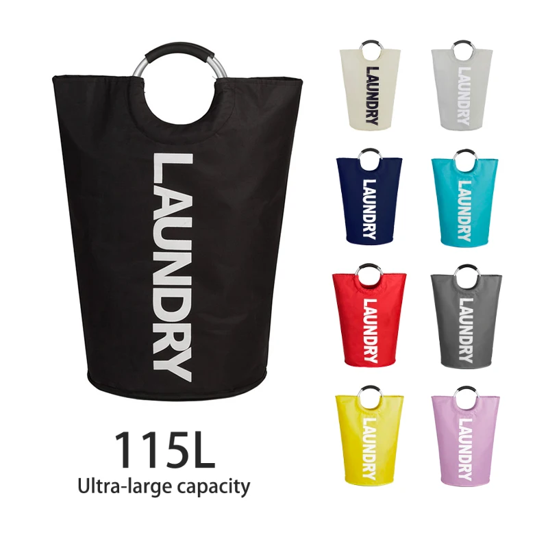 115L Large Capacity Travel Handles Portable Waterproof Folding Washable Wet Basket Laundry Bag for Washing Machine
