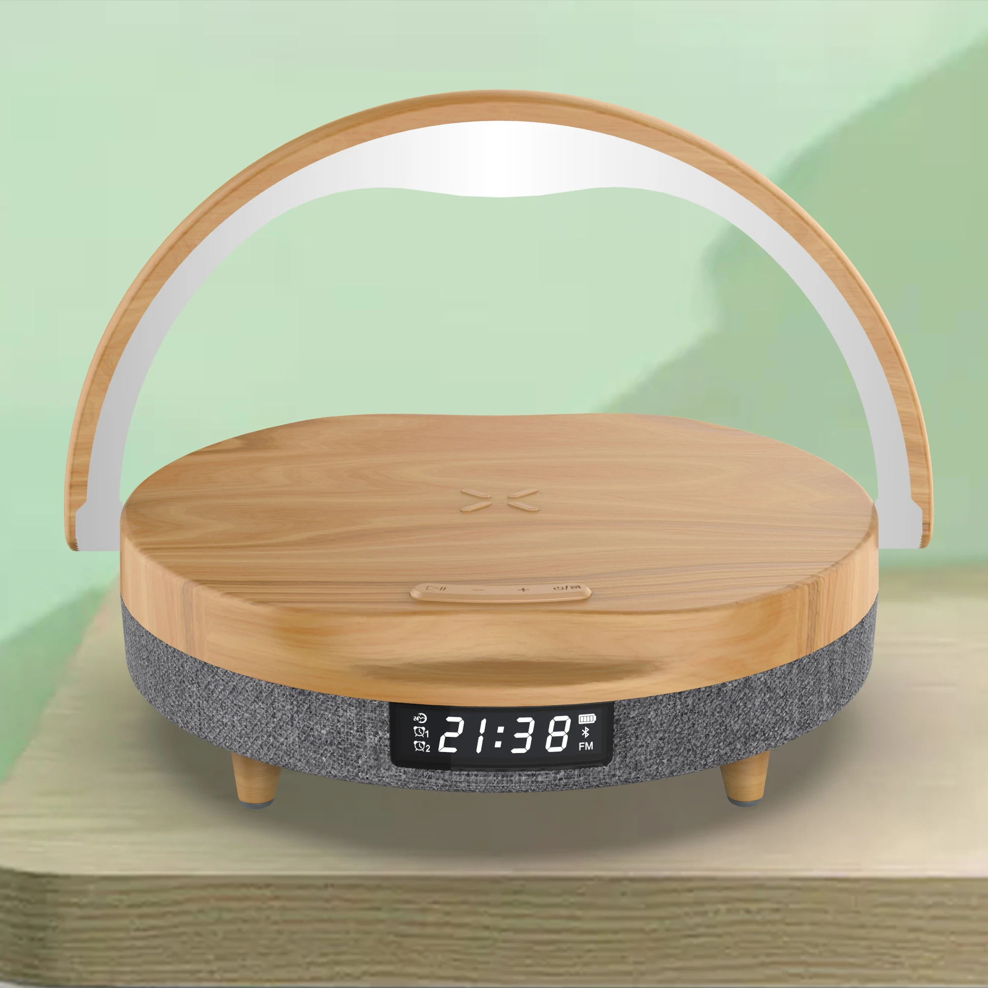 Factory Sale Stepless Dimming Wooden Bedside Table Lamp With Wireless Charger and Clock Touch Control Desk Lamp
