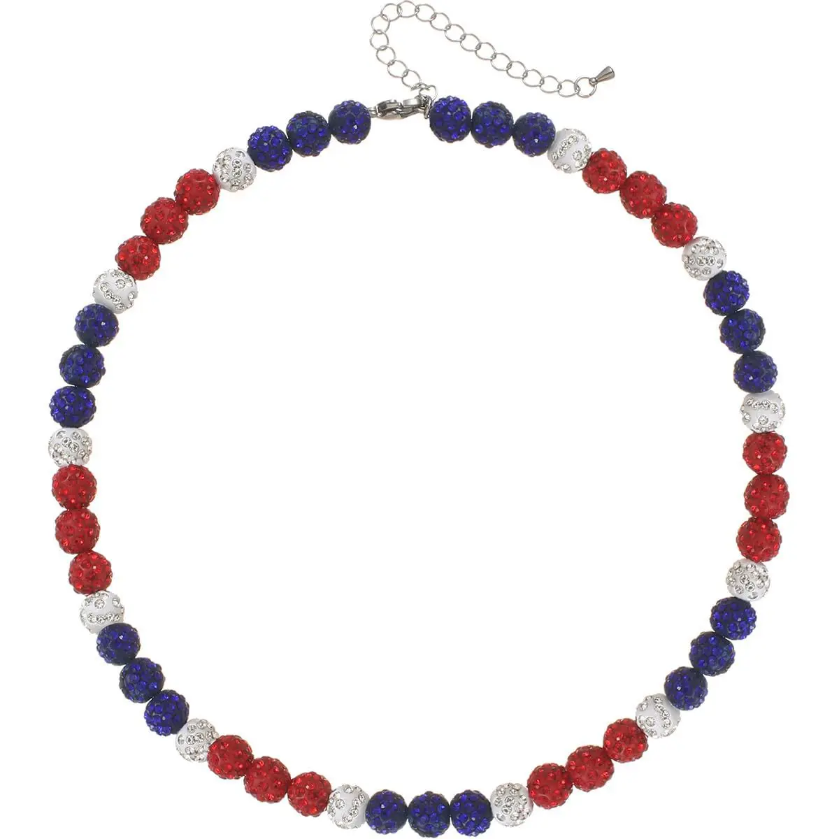2024 Fashion Jewelry Shinny 10mm Rhinestone Ball Baseball Inspired Beaded Necklace Sparkle Bling Disco Ball Beaded Necklaces