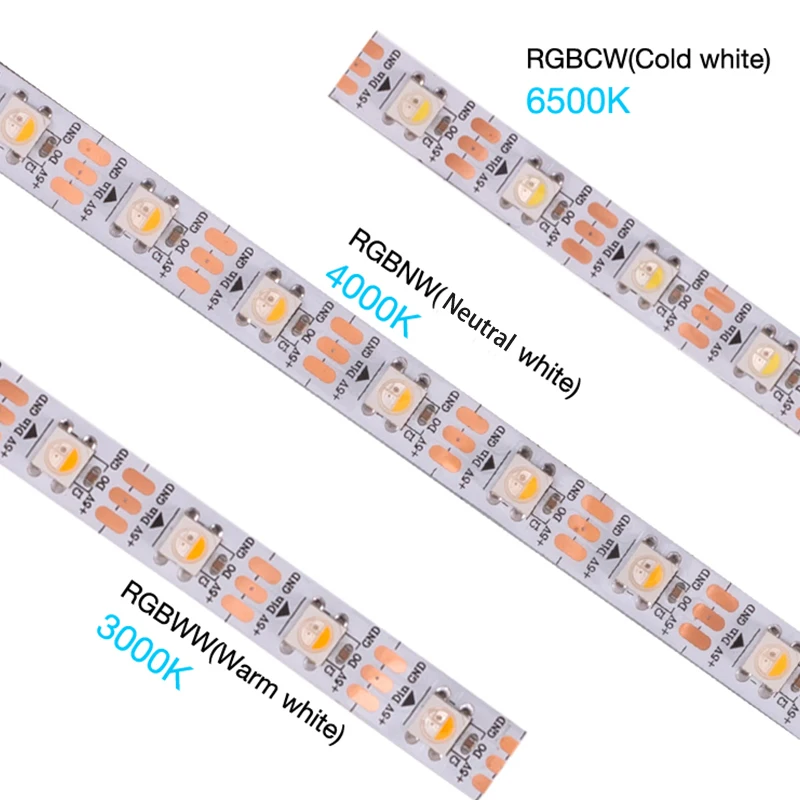 SK6812 RGBWW RGBNW RGBCW Addressable Dream Colour smd 5050 60leds/m Flexible Tape 4 in 1 smd5050 Rope IP67 RGBW LED Strip Light