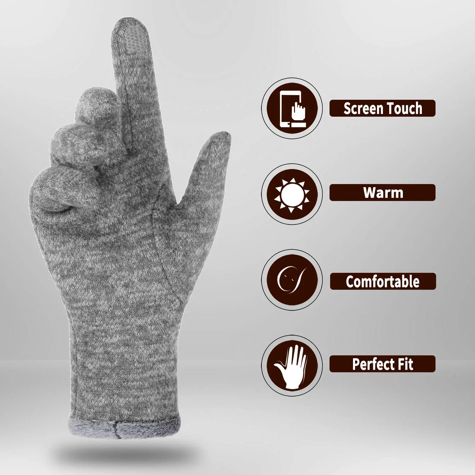 Модные женские перчатки, модные смарт-сенсорные флисовые шерстяные кашемировые перчатки