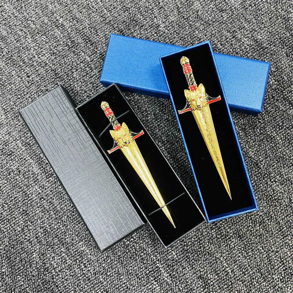 Custom High Quality Promotional Bookmark Sword Shaped Staple Remover And Manual Custom Logo Antique Brass Envelope Letter Opener