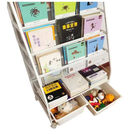 Hot Sale simple floor multi-layer book storage rack Kindergarten bookshelf newspaper and magazine iron storage frame