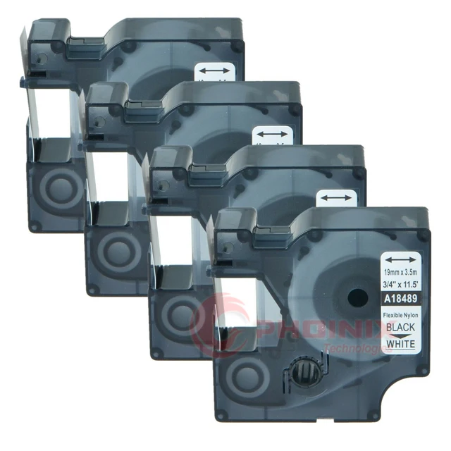 Rhino 18489 Compatible Flexible Nylon Industrial Label Tape 3/4 19mm Cartridge Work with DYMO Rhino 5200 4200 6000 LabelWriter