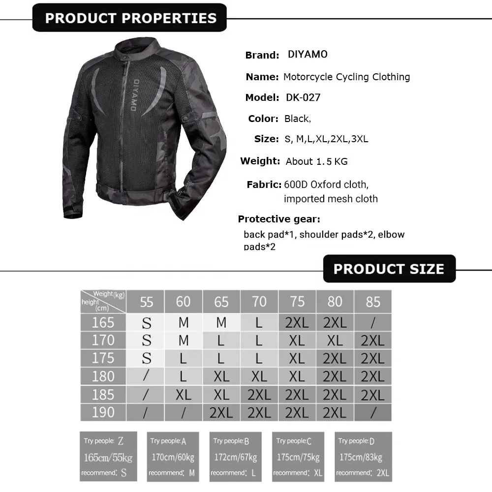 600D Oxford Cloth Motorcycle Jacket Summer Mesh Breathable Motocross Riding Jacket Men Reflective Protective Gear Moto Jacket