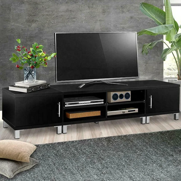 modern  living room furniture black TV cabinet  Wooden TV Stand  Long TV cabinet 1.9m