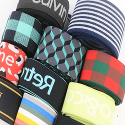 Low Moq 25mm 30mm 40mm  Custom Design Jacquard Elastic Band Webbing For Clothes Sport Underwear Elastic Waistband