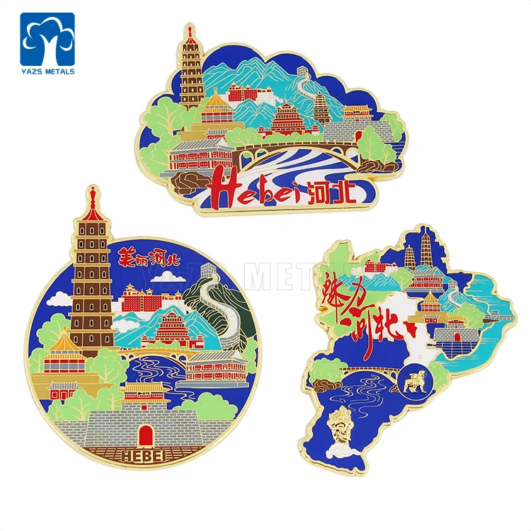 Fridge Magnet Manufacturer wholesale High quality Custom 3d Enamel Metal Souvenir  fridge magnets