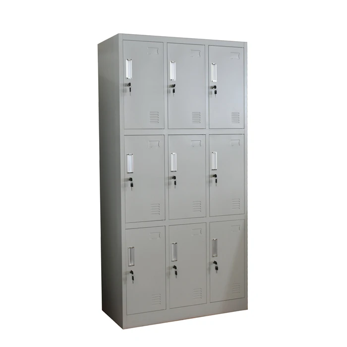 Powder coated disassemble gym clothes cabinet steel school 9 door locker
