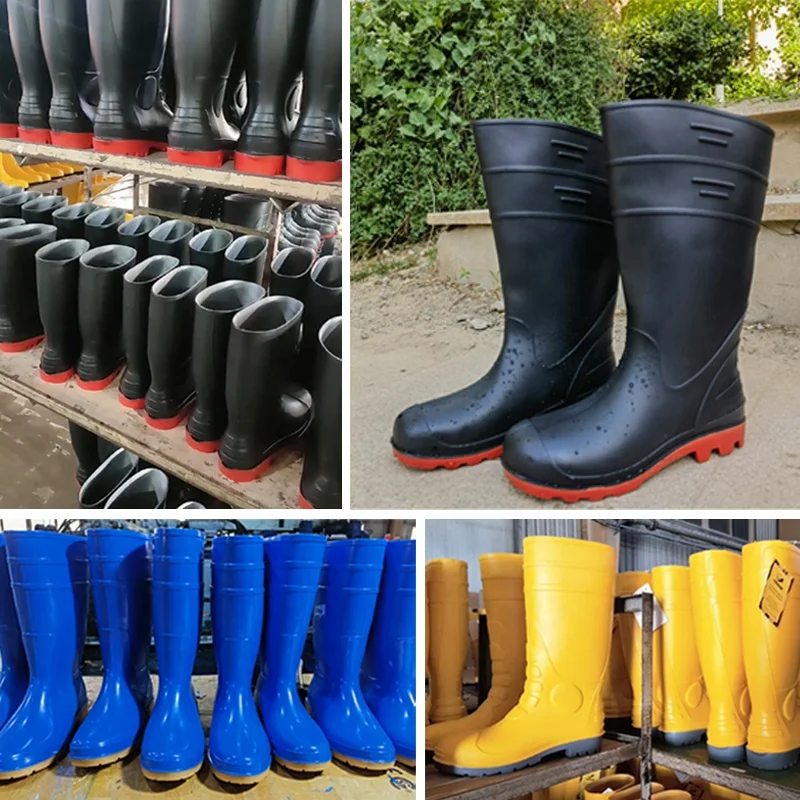 Ce Certified Men Waterproof Shoes Chemicals Resistant Factory Black High Cut Anti-Smash S5 PVC Safety Gum Rain Boots