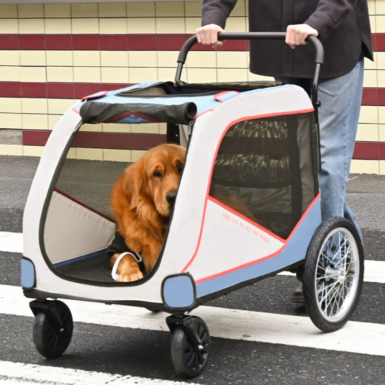 Eaynon Foldable Modern Dog Cat Carriers Large Small Multi-Smooth Aluminum Travel Pet Stroller Flexible Oxford Design Steering