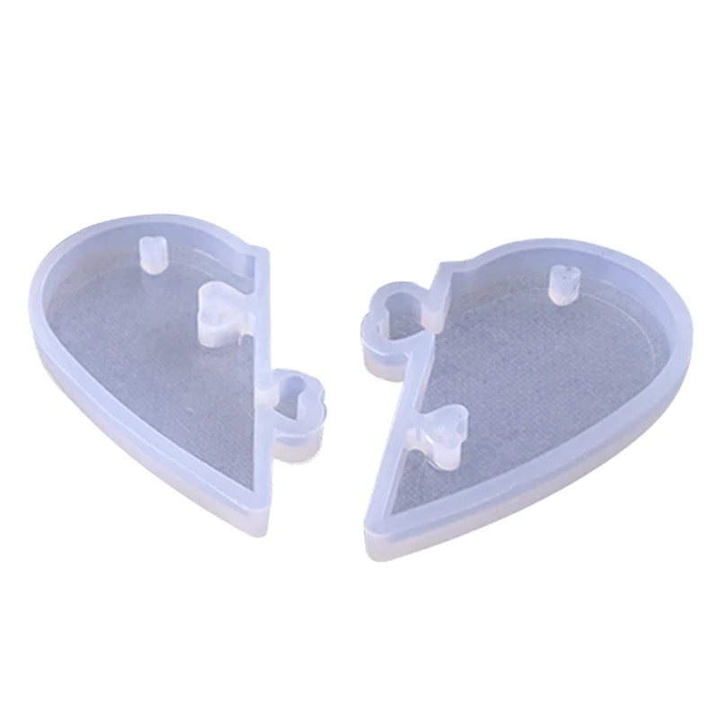 Factory Price 2Pcs Heart Locks Lovers Pendant Silicone Mold DIY Epoxy Resin Making