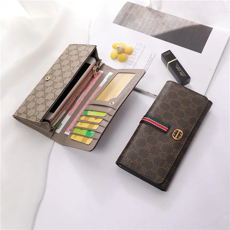 Wholesale designer luxury high quality leather wallets slim card for women fashionable ladies purse genuine