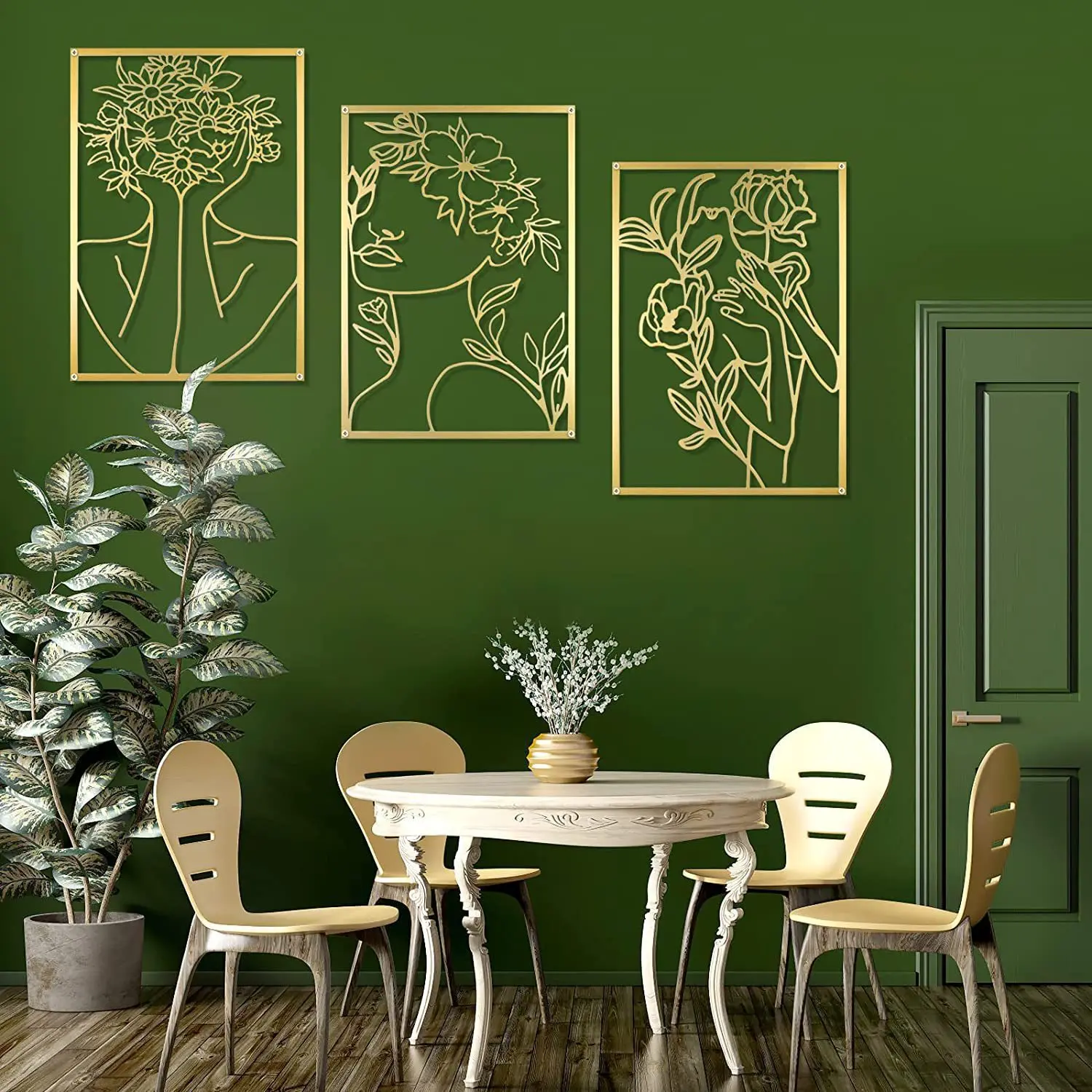 YJL wholesale custom Luxury Home Decor Golden Woman Metal Wall Art Decor Room Office Wall Decoration