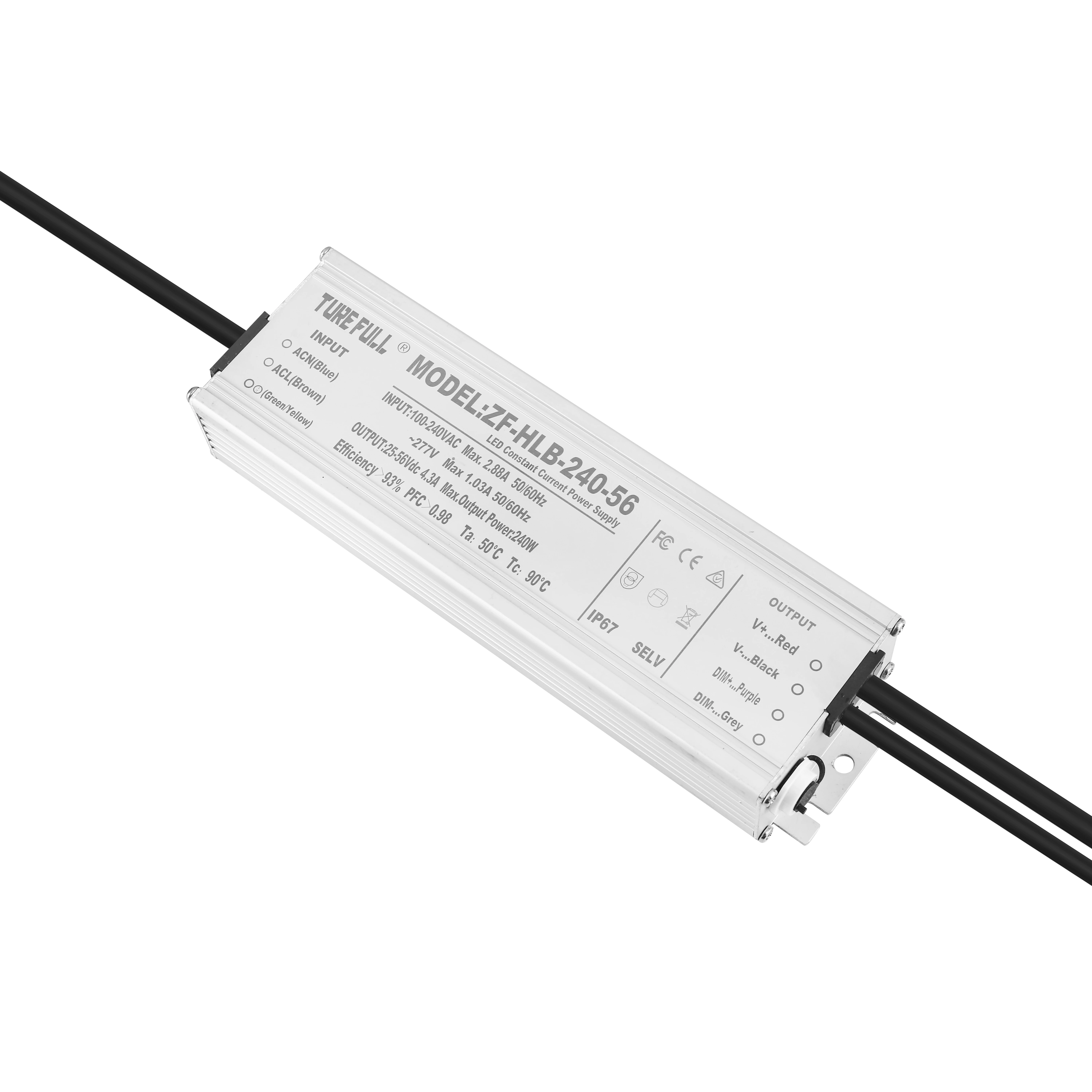TURE FULL LED Power Supply Waterproof 0-10v DALI Dimmable LED Driver 240W 137v 700mA for Street LED Lighting Strip