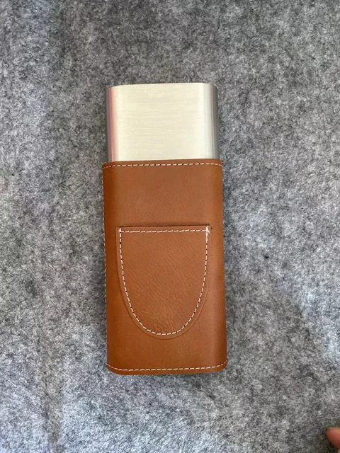 stainless steel laserable custom engraved leather cigar case holder