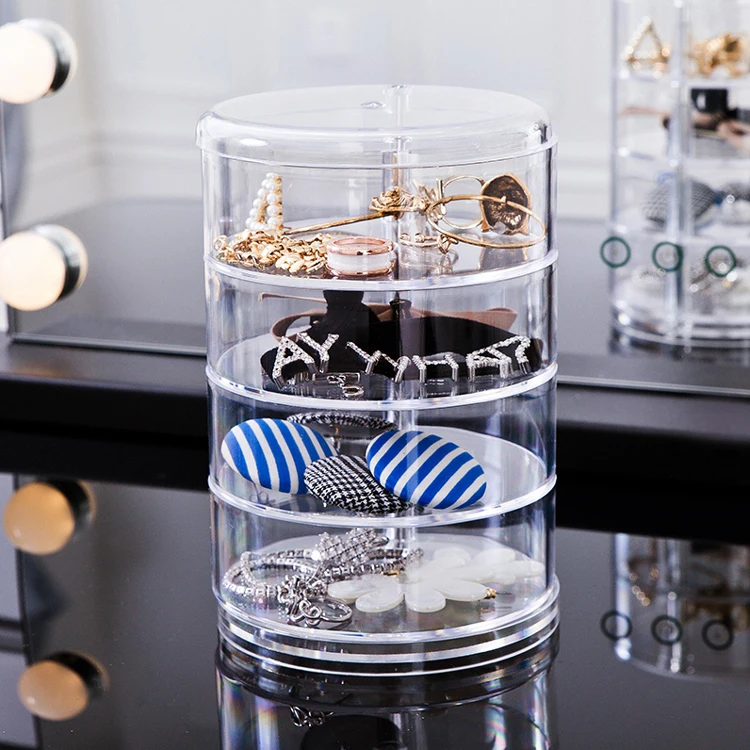 Plastic Crystal Rotating Makeup Cosmetic Organizer Factory Price Rotating Jewelry Box
