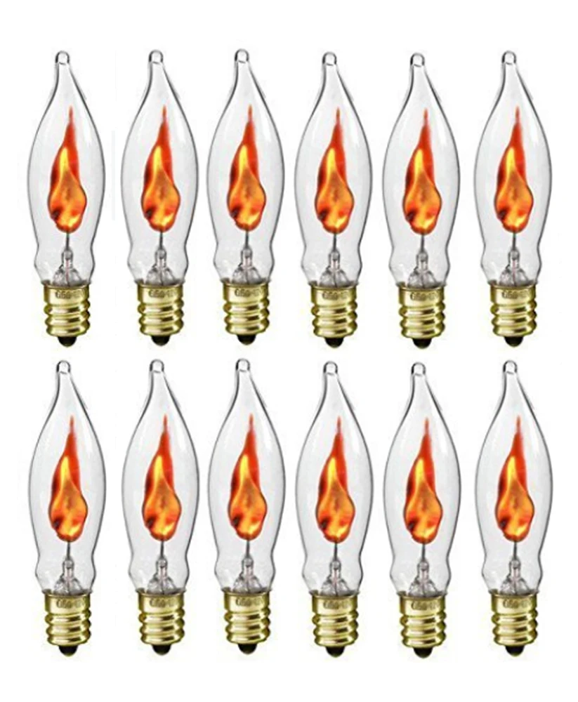 12 PACK  E12  Bulbs 1W  Flame Tip Replacement Bulbs  Flame Effect Light  LED Flickering Flame Light Bulbs