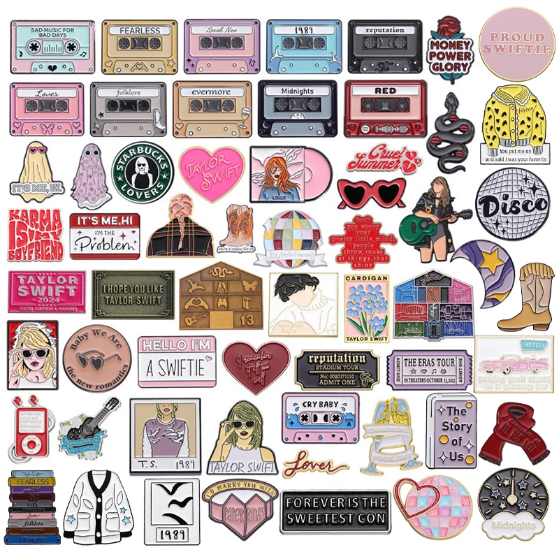 Taylor Singer Enamel Pins TS Merch Cute Pins Backpack Brooch Lapel Pins Aesthetic Badge for Fans Gift Fashion Jewelry Brooches