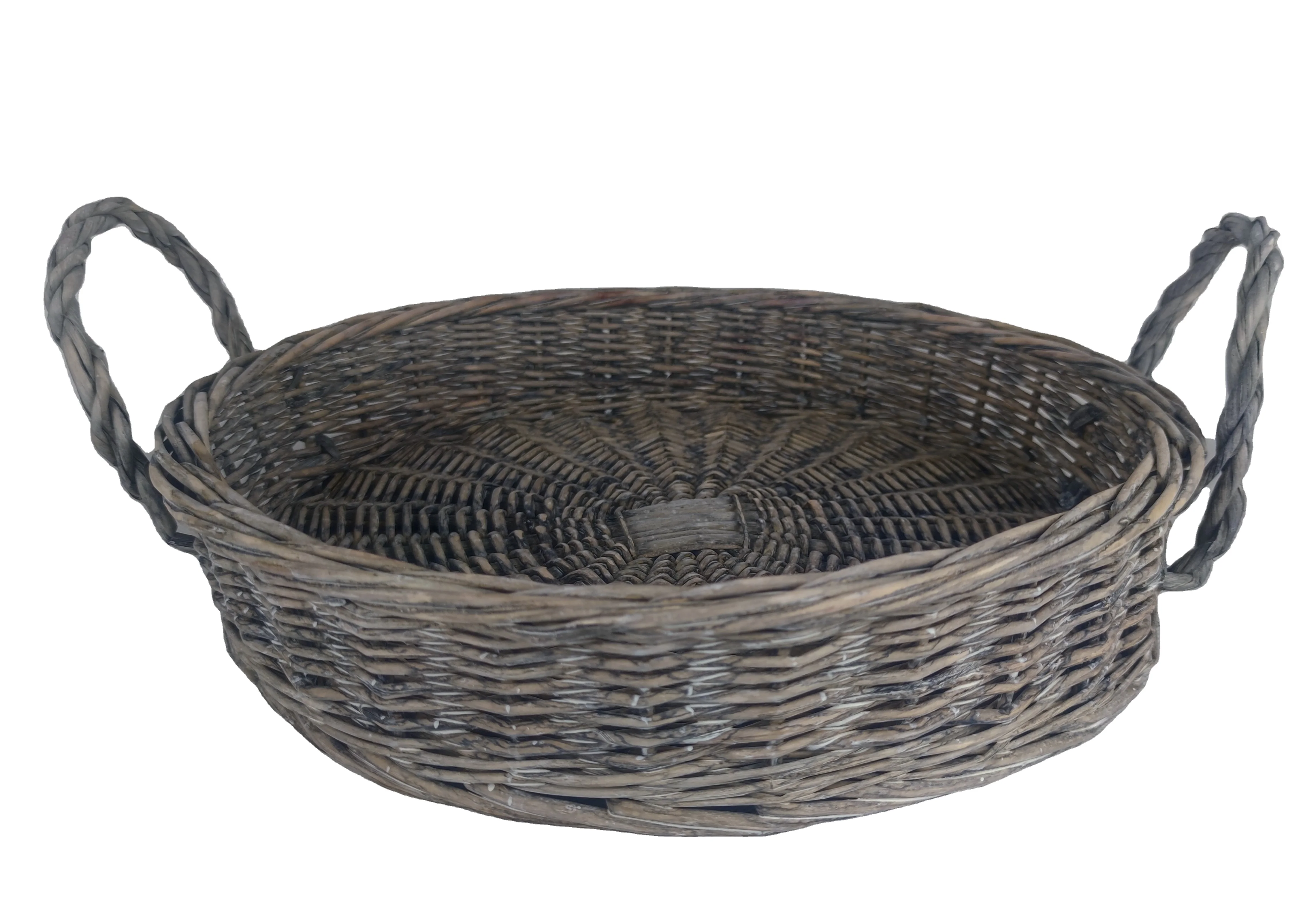 Handmade Wicker Rattan Fruit Basket Round Food Baking Bread Tray display snack basket fruit plate