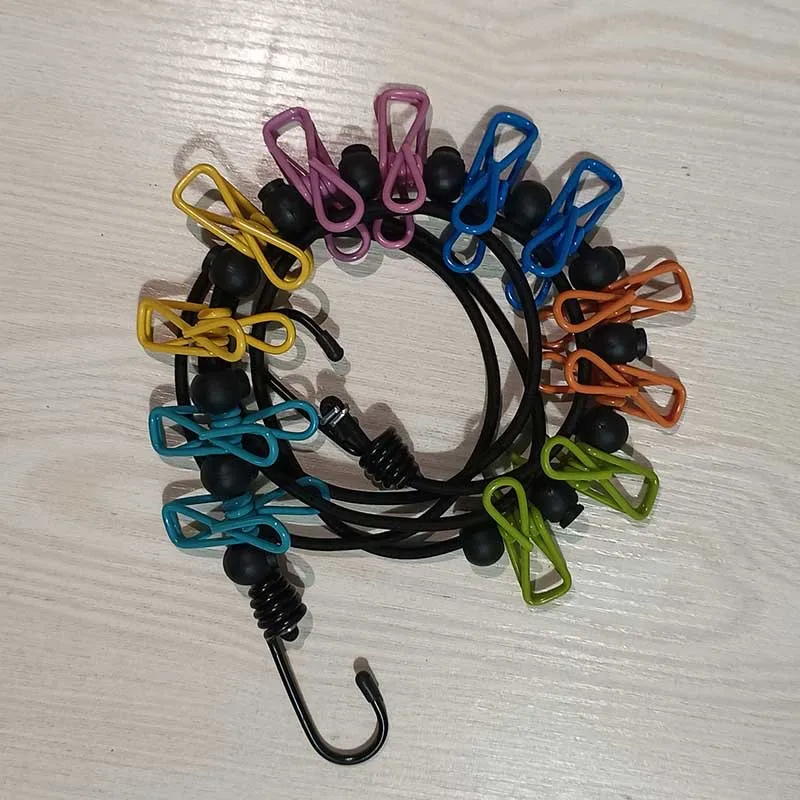 Portable Travel Clothesline Removable Lock Beads Outdoor Windproof 12 Clothespin Clothesline Iron Polybag Home Camping Indoor