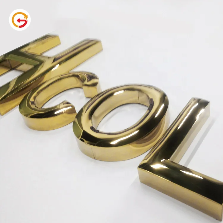 JAGUARSIGN Manufacturer Custom 3D Stainless Steel 304 Titanium Plating Interior Polished Wall Letter Logo Sign