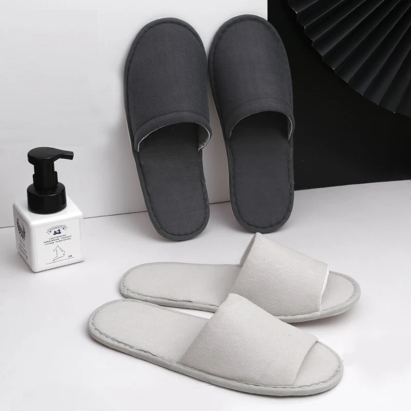 OEM Custom Logo Modern design luxury hotel room amenities slippers manufacturer plain nap cloth shoes disposable spa slippers