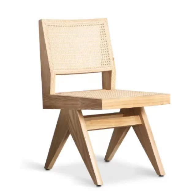 Scandinavian cafe wooden chair modern dining chairs for hote nordic woven wicker cane rattan wood dining chairs