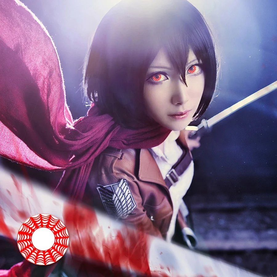 Круглые линзы на Хэллоуин на год, сумасшедшие линзы, мягкие контактные линзы Red Star Eye