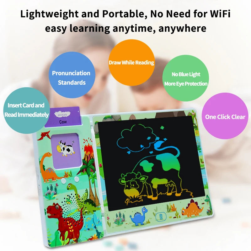 Factory Wholesale  Preschool Learning Toys LCD Writing Tablet Talking Flash Cards 8.5 Inch  with 112 Talking Flash Cards