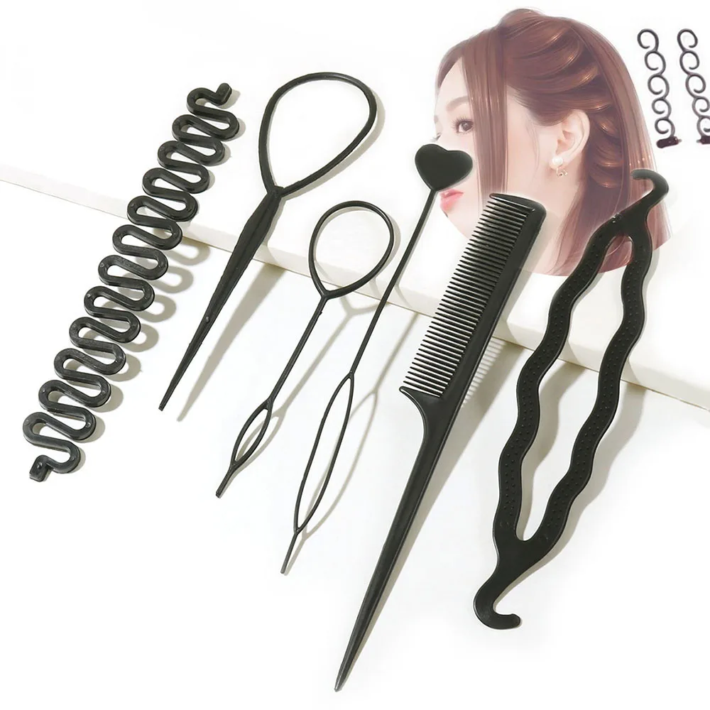 Women Elegant Topsy Tail Hair Braid Ponytail Maker Hair Styling Tools Plastic Loop Hair Pin Twisted DIY  Accessories
