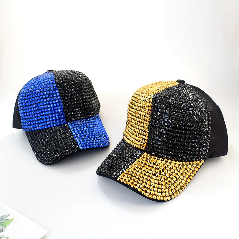 Hot selling two-color rhinestone design hip hop hat baseball cap with custom logo suitable for show dancing pointed hat unisex