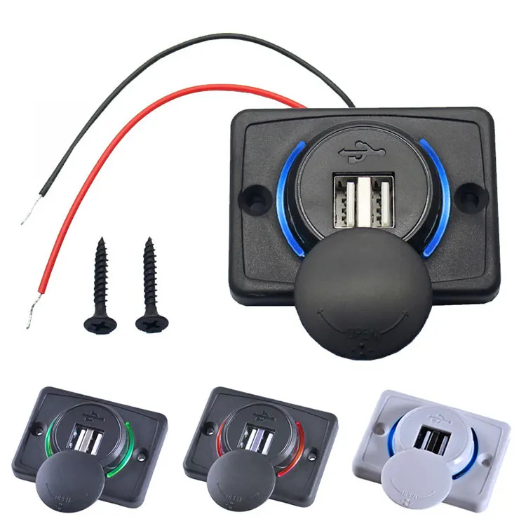 12V 3.1A Dual USB Car Charger 2Port Adapter Power Socket Charging Panel Mount