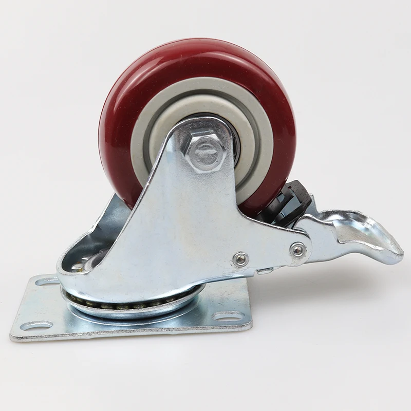 OEM Polyurethane Wheel Caster 3 Inch Vending Machine Casters Swivel With Braked Caster