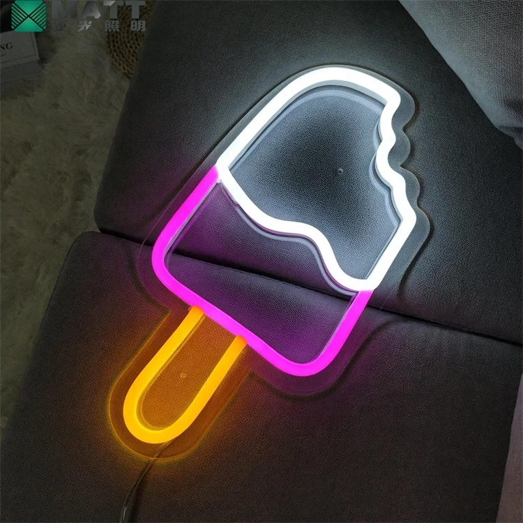 Led Neon Lights Ice Cream Neon Sign RGB Multi Dropshipping Custom Neon Sweet 12 25 Outdoor Advertising Sign 12V DC 2 Years