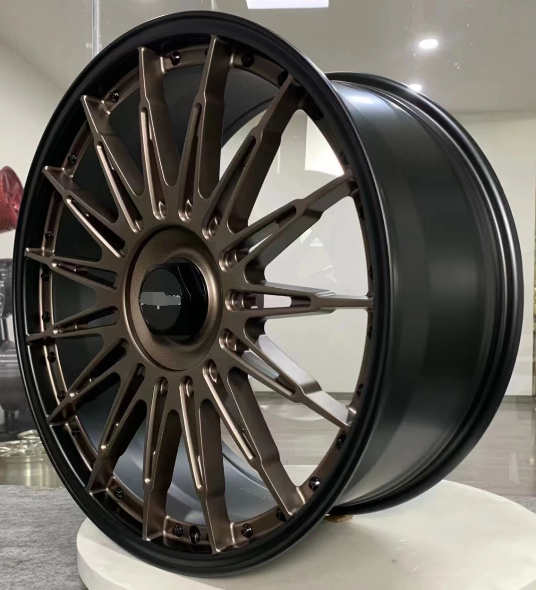 Customized  one -piece forged wheel  with 2 colors and Rivets 16 - 24 inch gunmetal color  for  Audi Benz Nissan and
